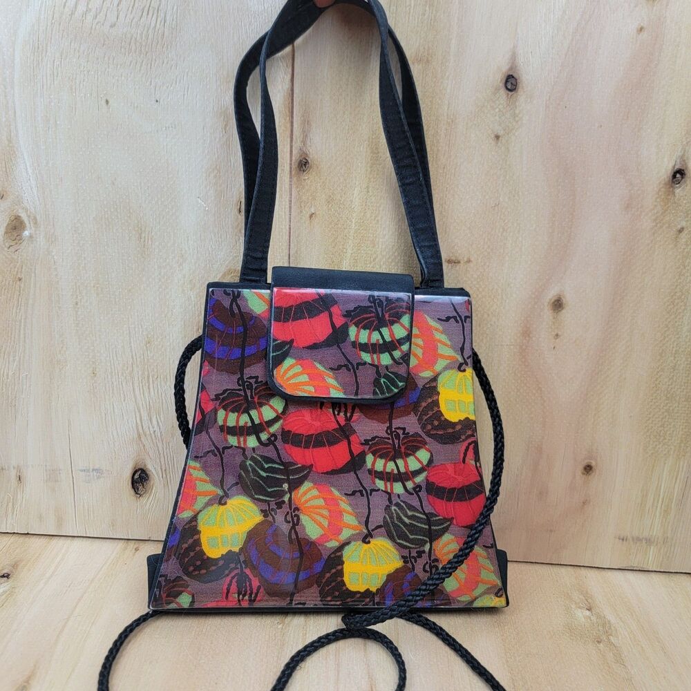 Vintage Angela Frascone Pumpkin Handbag Acrylic Lucite Art Purse Y2K